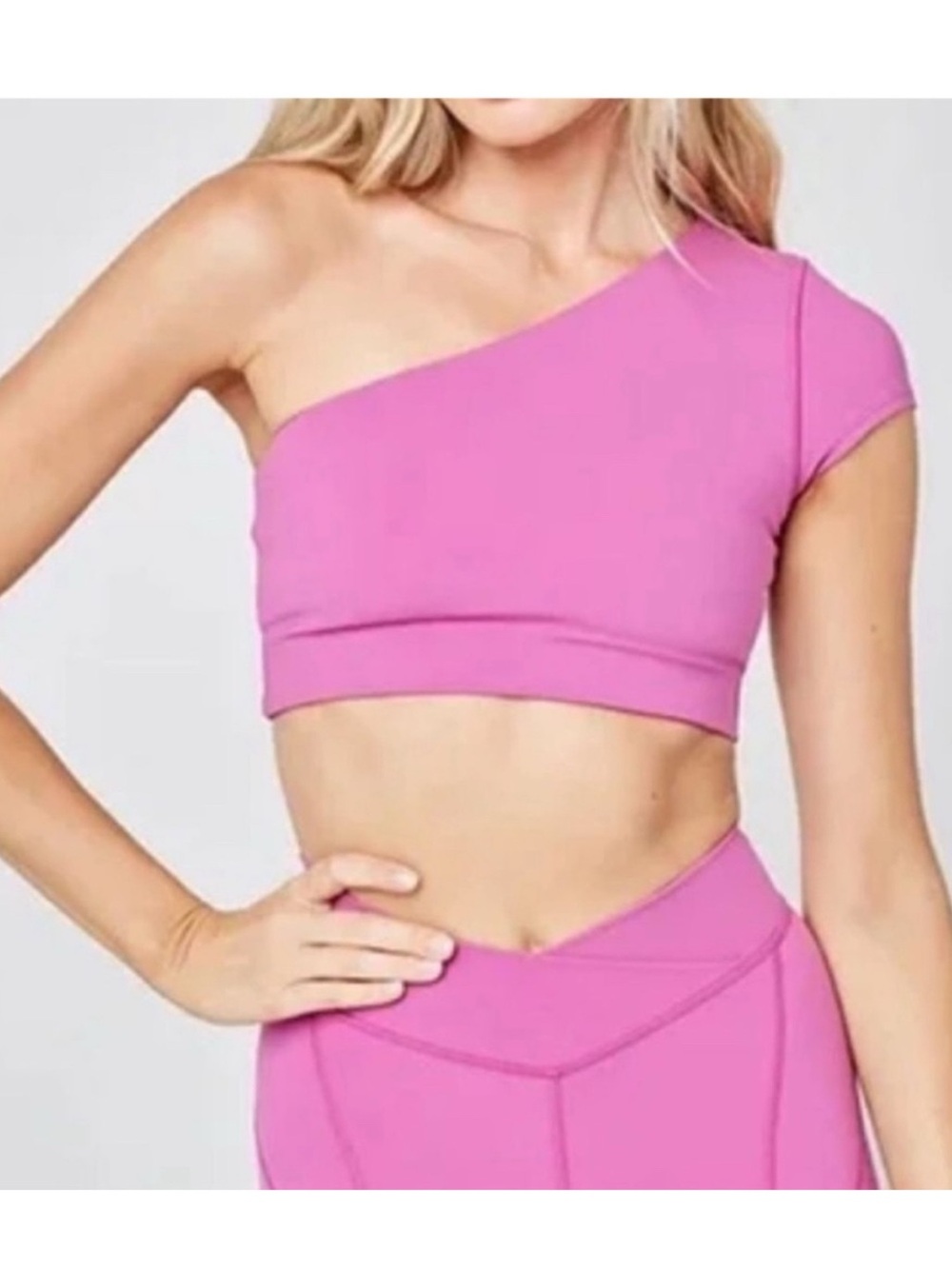 L*Space Genessee One Shoulder Top • Size S •Pink NWOT Athleisure Pilates Workout